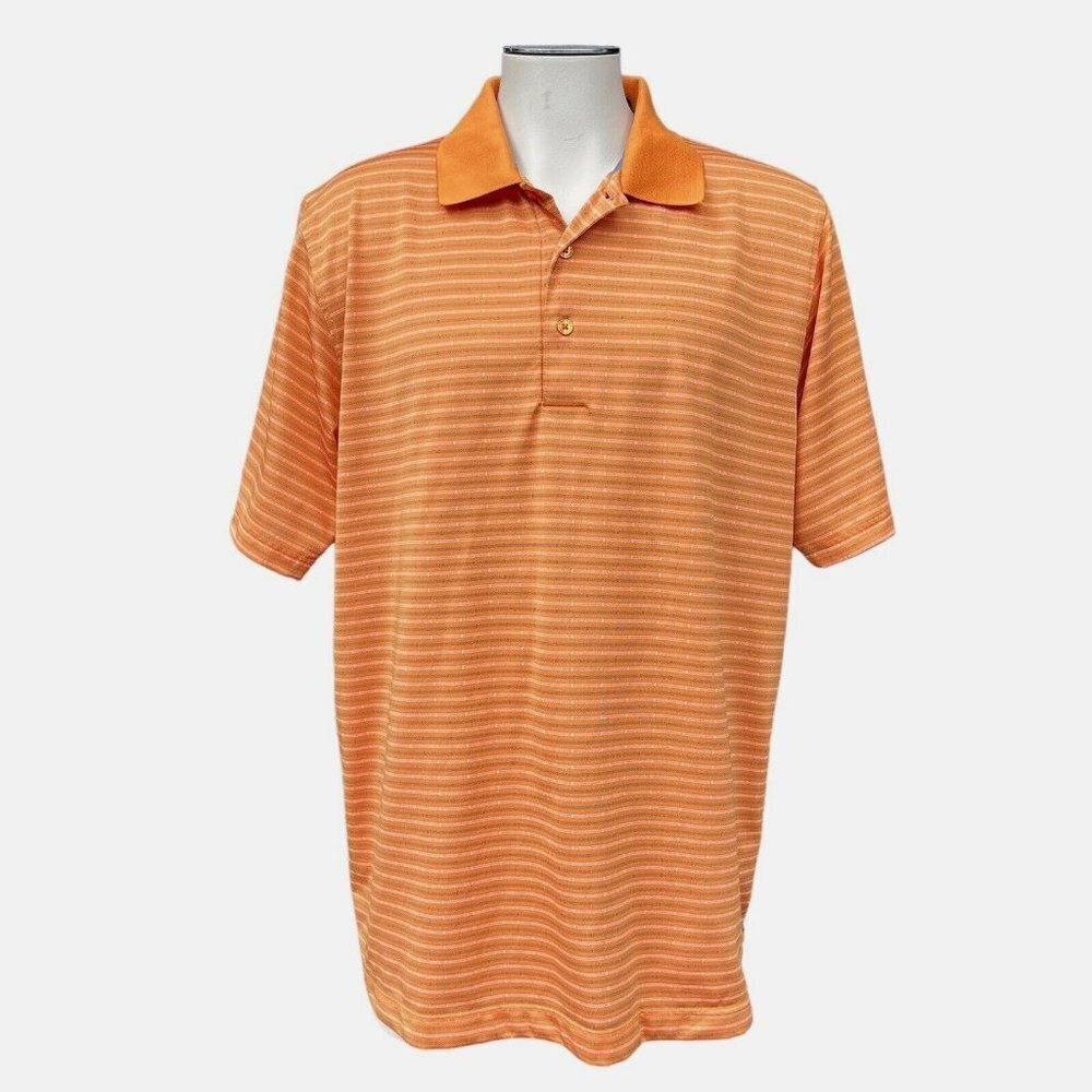 PAGE & TUTTLE Cool Swing Golf Polo Men's Size XL Orange‎ Stripe Moisture Wicking